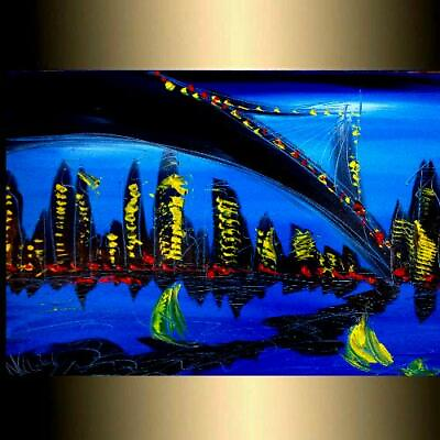 #ad BROOKLYN ABSTRACT FINE Pop Art Painting Original Oil Canvas Gallery 565y56 $112.50