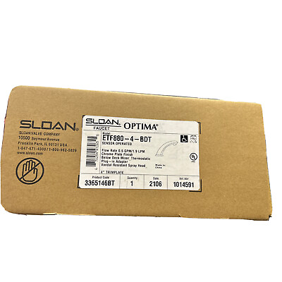 #ad Sloan ETF880 4 BDT Sensor Operated Faucet Chrome Plate Finish $382.49