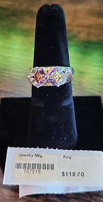 #ad Natural Gemstone Amethyst amp; Topaz Ring 925 Sterling Silver Size 7.5 $35.99