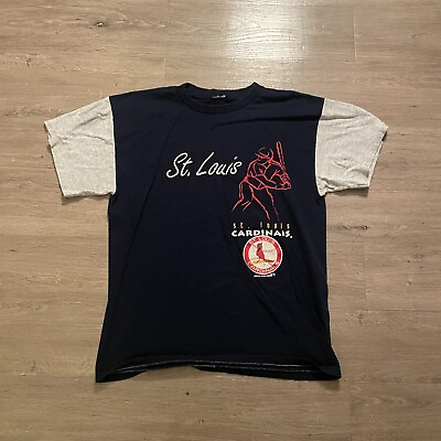 #ad Vintage St. Louis Adult Unisex Large Navy Blue T Shirt Baseball MLB Two Toned $30.00