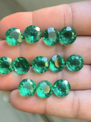#ad Natural Emerald Gemstone Faceted Emerald Round Shape 16x16x8 MM 12 Pcs $200.99