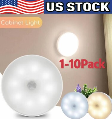 #ad LED Motion Sensor Under Cabinet Closet Light USB Rechargeable Kitchen Lamp $5.68