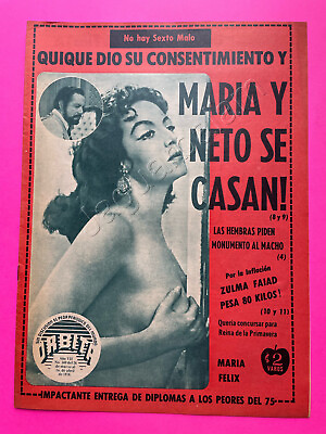 #ad Mexican Orbita Vedette TV Risqué Magazine Maria Felix Cover #340 Mar 1976 $40.00