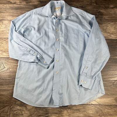 #ad Tommy Bahama Dress Shirt Blue Button Up Long Sleeve Stripes Mens L XL 16.5 34 35 $17.97