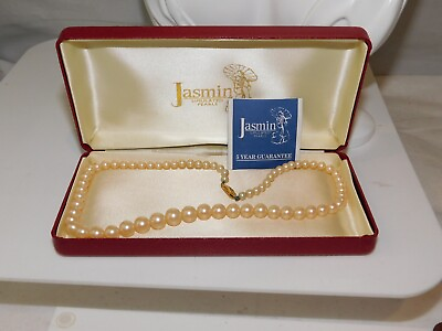 #ad NOS jasmin Simulated Pearl Graduated Bead Strand 16quot; Necklace Boxed $29.99