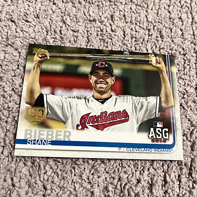 #ad 2019 Topps Update Shane Bieber Cleveland Indians #US75 150th Ann. Gold stamp $1.95