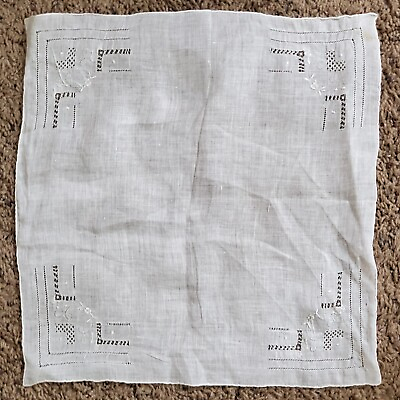 #ad Vintage Doily White Embroidery amp; Cutouts Cotton Approx 12x12 Inch $7.00