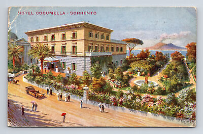 #ad 1930 Hotel Cocumella amp; Mount Vesuvius Volcano Sorrento Italy Postcard $4.62
