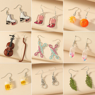 #ad Creative Cartoon Fun Dangle Drop Earrings for Women Leaf Fruit Pendant Jewelry C $3.59