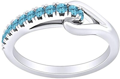 #ad Eternity Fashion Wedding Ring Simulated Aquamarine Sterling $108.78