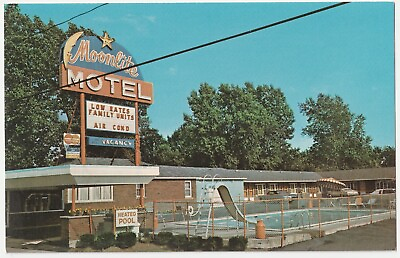 #ad c1970s Moonlite Motel Motor Hotel Niagara Falls New York Vintage Chrome Postcard $6.00