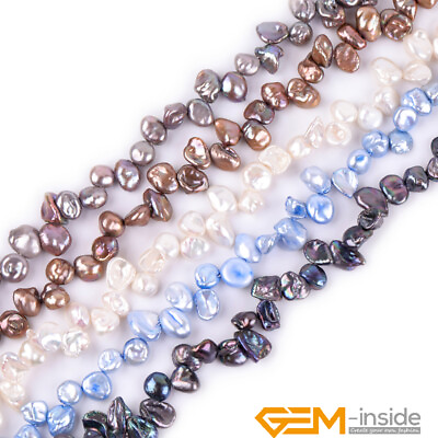 #ad Genuine Keshi Freshwater Pearl Top Drill Baroque Freeform Jerwelry Making Beads $12.06