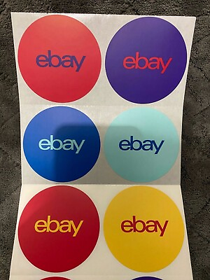#ad EBay Brand Round LOGO 6 Stickers Multi Color Red Purple Blue Yellow Sky 3x3 $2.40