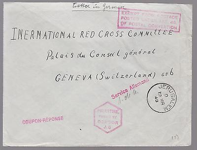 #ad 1940 Palestine German Internment Camp Detainee censored cover to IRC Switzerland $249.99