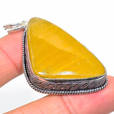 #ad Yellow Septarian Handmade 925 Silver Jewelry Pendant 2.25quot; $12.99