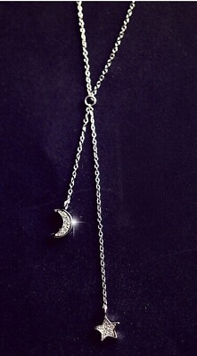 #ad 925 Sterling Silver plated Star moon Necklaces Pendant Fashion Jewelry Gift GBP 4.99