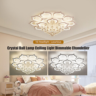 #ad Modern 16 Petal Pendant Light LED Ceiling Lamps Chandelier Flower Home Decor $118.70