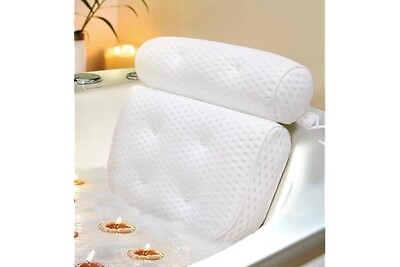 #ad Rectangle 3D Mesh Bath Pillow Spa Pillow With Suction Cup For Hot Tub Bathtub $12.80