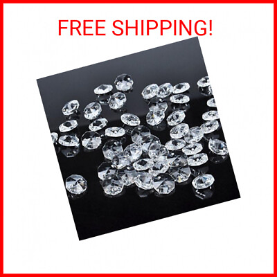 #ad #ad Hamp;D 50pcs 18mm Clear Crystal 2 Hole Octagon Beads Glass Chandelier Prisms Lamp H $14.00