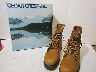 #ad Cedar Crest Boots 16 02453 Mens Light Brown Leather Safety Lace Up Boots 12 E $69.95
