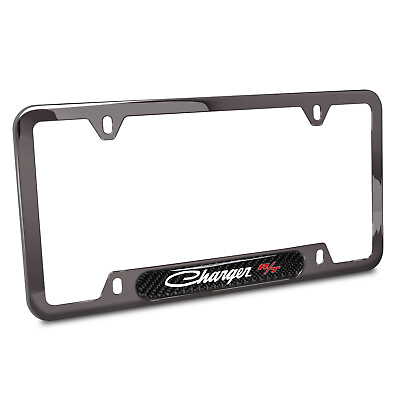 #ad Dodge Charger R T Classic Carbon Fiber Insert Gunmetal Chrome Plate Frame $45.99
