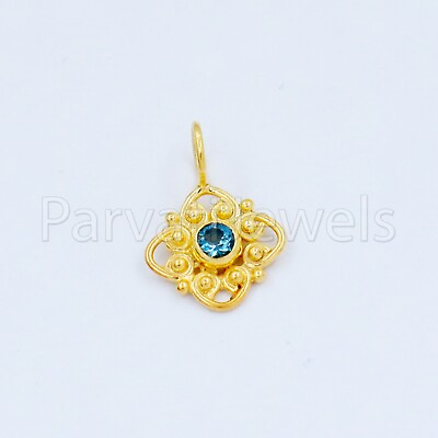 #ad Natural London Blue Topaz Charms Solid 18k Gold Womens Designer Charms Pendant $93.34