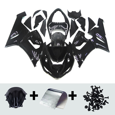 #ad Fairings Kit For Kawasaki ZX6R 636 Ninja 2005 2006 ABS Bodywork Gloss Black $376.95