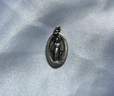 #ad Sterling Silver .925 Vintage Catholic Virgin Mary Miraculous Medal Pendant $29.99