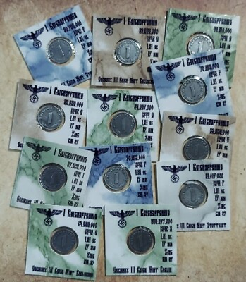 #ad 💰 1940 1944 Nazi Germany 1 Reichspfennig Zinc coin WWII 1 coin $3.90