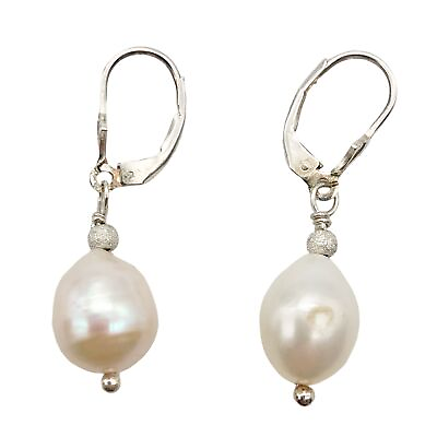 #ad Gorgeous Natural Pearl Solid Sterling Silver Earrings $101.99