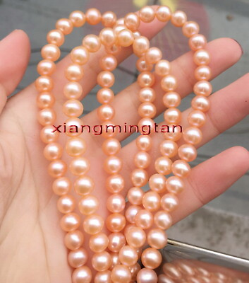 #ad AAAAA long 36quot;9 10mm REAL natural round south sea GOLD PINK pearl necklace 14K $780.00