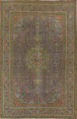 #ad Vintage Handmade Over Dyed Gray Tebriz Area Rug 8x11 Living Room Carpet $1111.00