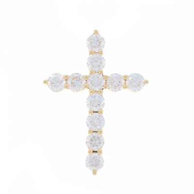 #ad Yellow Gold Diamond Cross Pendant 18k Round Brilliant .88ctw Faith $2399.99