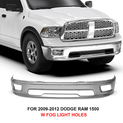 #ad Chrome Front Upper Bumper For 2009 2012 Dodge RAM 1500 Pickup w Fog Lights $278.98