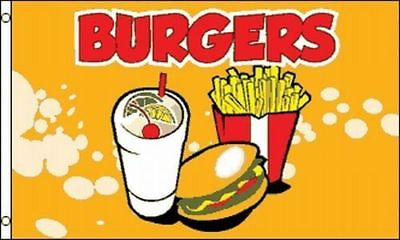 #ad 3x5 Advertising Burgers Drink amp; Fries YelLow Flag 3#x27;x5#x27; Banner Brass Grommets $8.10