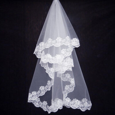 #ad Embroidered Bridal Veil with Beautiful Hair Headdress and Applique $7.95