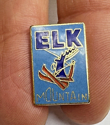 #ad Elk Mountain Pin Travel Skiing Souvenir Vintage Badge Colorado $14.11