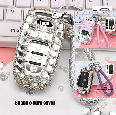 #ad Bling Diamante Crystal Case Shell Cover Keychain for Audi Remotes Key Fob Decor $42.96