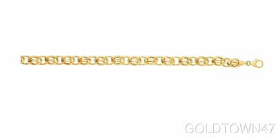 #ad 14kt Gold Yellow Finish 7mm Shiny Oval Fancy Bracelet with Lobster Clasp $248.63