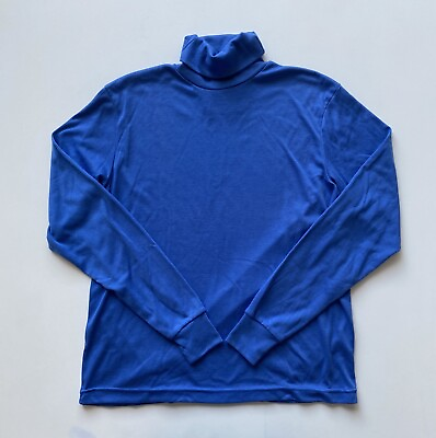 #ad Vintage Contemporary Casuals Blue Lightweight Turtleneck Shirt Women Large 16 18 $12.00