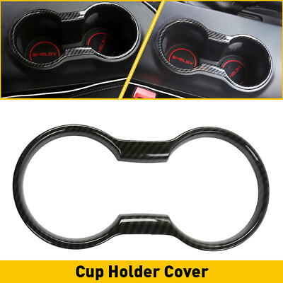 #ad Cup Holder Cover Trim Carbon Fiber Interior Accessories for Ford Mustang 2015 $12.49