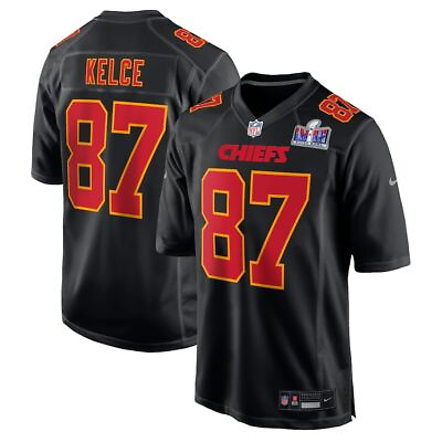 #ad Kansas City Chiefs Travis Kelce Nike Black Fashion Super Bowl LVIII Game Jersey $274.99