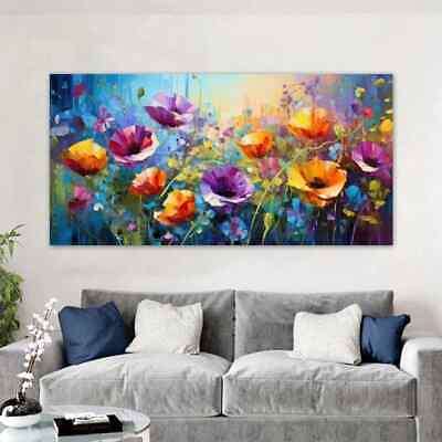 #ad Colorful Flower Canvas Paintings Abstract Canvas Print Wall Art Mural Home Decor $14.24