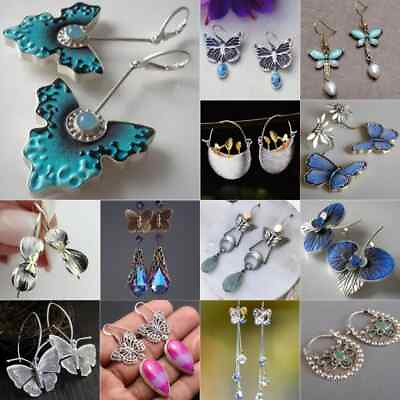 #ad Fashion 925 Silver Butterfly Cubic Zirconia Earrings Drop Dangle Women Jewelry C $2.86