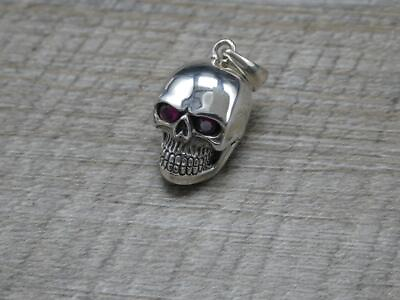 #ad Brand New Superb Sterling Silver 3D Ruby Eyes Skull Pendant 5.8 Grams GBP 39.99
