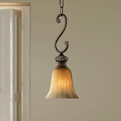 #ad Sterling Estate Bronze Mini Pendant Light 7quot; Wide Rustic Glass for Dining Room $99.95