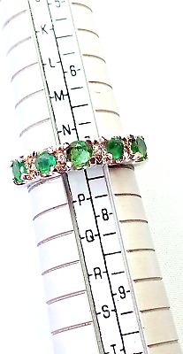 #ad Natural Emerald amp; Diamond Sterling Silver 925 Gemstone Jewelry Ring $192.70