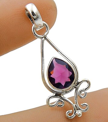 #ad Natural Amethyst 925 Solid Sterling Silver Pendant Jewelry 1 1 2quot; Long NW17 7 $26.99