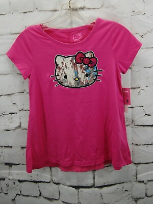 #ad Hello Kitty Girls Pink top Sequined Hello Kitty Applique $15.97