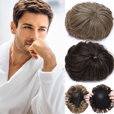 #ad Clip In Women Mens Toupee Real Remy Human Hair Piece Natural Mono System Wiglets $33.77